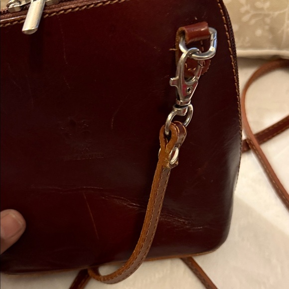 Vera Pelle Giorgio Costa Brown Leather Crossbody Bag - Picture 9 of 14